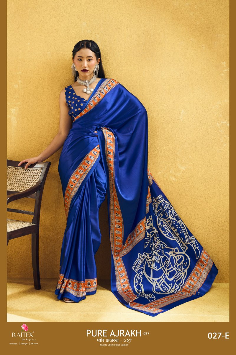 Pure Ajrakh 027 By Rajtex Modal Satin Ajrakh Print Saree
